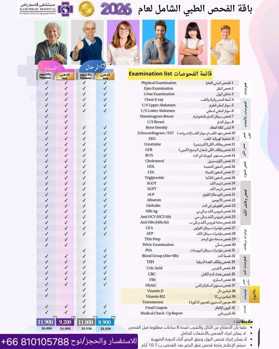 باقة الفحص الطبي الشامل 2026